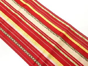 本場筑前博多縞に花唐草模様織出し名古屋帯